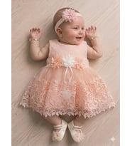 Kız Bebek Hediyelik Mevlüt Takımı Gelinlik Yenidoğan Doğum Anneler Günü Hediyesi Baby Shower Elbisesi (Somon)