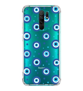 PrintiFy Xiaomi Redmi 9 Uyumlu Nazar Boncuğu 1 Baskılı Şeffaf Köşe Korumalı Antişok Kılıf