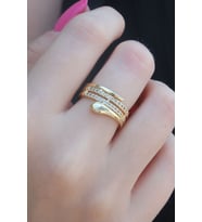 Gold Renk Zirkon Taşlı Yılan Model Kadın Yüzük (Altın)