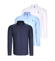 ÜÇLÜ SET G725 DEWBERRY ERKEK GÖMLEK-BEYAZ-LACİVERT-MAVİ