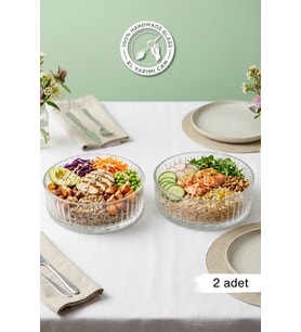 Selen Concept Pupa Model El Yapımı Cam Sunum Kasesi 2'li Set (Şeffaf)