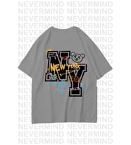 Unisex Kadın Erkek NY-ME Özel Tasarım Sırt Baskılı  Oversize Tshirt (Antrasit)