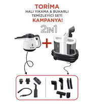 Torima V22B Koltuk ve Halı Yıkama Makinesi + CB-902A Çok Fonksiyonlu Buharlı Temizleyici (Beyaz)