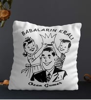 Kişiye Özel Babaların Kralı Temalı Kare Yastık (Beyaz)