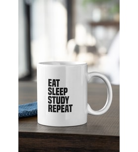 Eat Sleep Study Repeat Baskılı Kupa Bardak