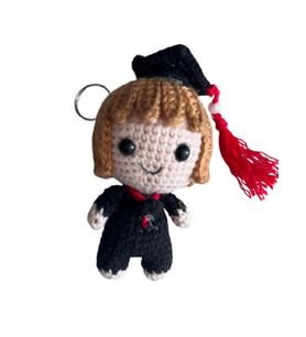 Maskot Mezuniyet Bebeği Amigurumi Organik Anahtarlık Oyuncak