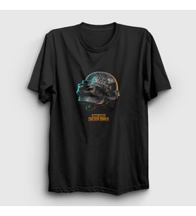 Presmono Unisex Siyah Kask Pubg T-Shirt 30462tt