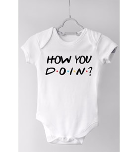 Unisex Bebek Beyaz How You Doin Kısa Kollu Çıtçıtlı Body Zıbın