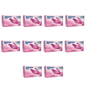 Dolphin Tek Kullanımlık Pembe Nitril Eldiven - Muayne Eldiveni Medium Orta Boy - 100'lü 10 Paket