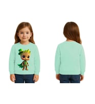 Unisex Groot Baskılı Çocuk Swaetshirt 3 İplik Şardonlu (Mint Yeşili)