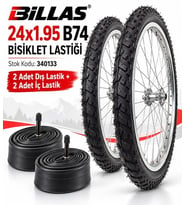 BİLLAS 24x1.95 TT İÇ LASTİK GEREKTİRİR MODEL B74 BİSİKLET LASTİĞİ VE İÇ LASTİĞİ (2 ŞER ADET TAKIM)