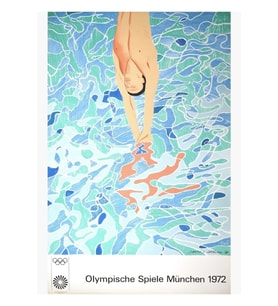 Münih Olimpiyat Dalgıç Posteri David Hockney - 1972 Tablo Ahşap Poster Dekoratif
