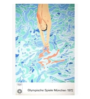 Münih Olimpiyat Dalgıç Posteri David Hockney - 1972 Tablo Ahşap Poster Dekoratif