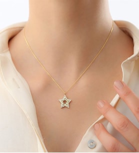 Saklı Takı 925 Ayar Gold Gümüş Yıldız Kolye