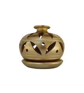 DEKORATİF ÖZEL TASARIM EL YAPIMI  SERAMİK TEALIGHT(MUMLUK)-TÜTSÜLÜK (Altın / Dore)