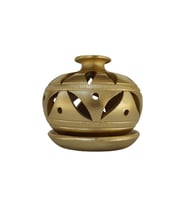 DEKORATİF ÖZEL TASARIM EL YAPIMI  SERAMİK TEALIGHT(MUMLUK)-TÜTSÜLÜK (Altın / Dore)