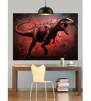 Kızgın T-Rex Dinozor Figürü Dekoratif Kanvas - Mdf Ahşap Tablo