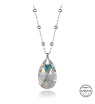 Swarovski Crystal Taşlı Top Zincir Damla Gümüş Kadın Kolye