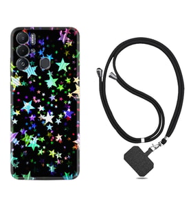 Tecno Pova Neo Kılıf Silikon Boyun Askılı İpli Desenli Silikon Yıldızlar 1601
