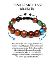 Sertifikalı Renkli Akik Taşı Bileklik - Makrome (Çok Renkli)