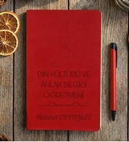 Kişiye Özel Din Kültürü Öğretmeni Defter Öğretmenler Günü Hediyesi (Kırmızı)
