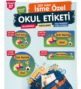 Okul Etiketi Kalem Defter Etiketi Özel İsim Yazılabilen Etiket Seti - İsim Etiketi-OE57