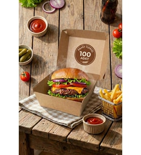 Dinamo Store Baskısız İçi Sıvama Hamburger Kutusu 100 Adet