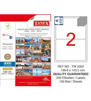 TANEX LASER ETİKET TW-2002 - 199.6 X 143.5 MM Ücretsiz Kargo