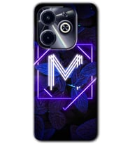 İnfinix Hot 40i Kılıf HD Desen Baskılı Kılıf - Dark Neon Yaprak M Harfi