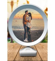 Sihirli Ayna Fotoğraf Çerçevesi Renkli Fotoğraflı Dekoratif Masa Aynası (Pembe)