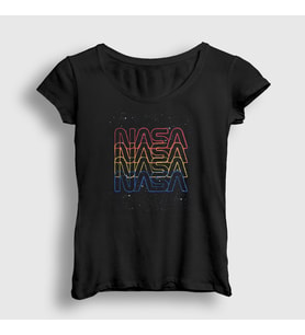 Presmono Kadın Siyah Colors Nasa Space Uzay T-Shirt 368509tt