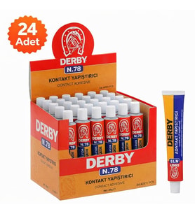 Derby N.78 Kontakt Yapıştırıcı 40 Gr 24 Adet Standlı Kutulu Güçlü Genel Amaçlı Yapıştırıcı