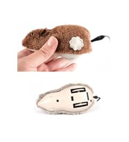 Kurmalı Hareketli Peluş Kedi Oyuncağı (Avcı Fare) - Kahverengi