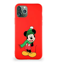 Apple iPhone 11 Pro Soft Premier Kapak Mickey Mouse-G Tasarımlı Silikon Kılıf - Kırmızı (Şeffaf)