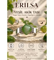 Sertifikalı Doğal Yeşil Akik Taşı Ayarlanabilir El İşçiliği Gümüş Renk Yüzük Boğa Başak Terazi