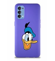 Oppo Reno 4 Soft Premier Kapak Donald Duck-A Tasarımlı Silikon Kılıf - Mor (Şeffaf)