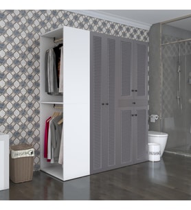 Kenzlife membran çamaşır-kurutma makinesi dolabı ve giysi dolabı çekmeceli eşari sol gribyz 187*160*60 mebran kapak MDF gövde banyo