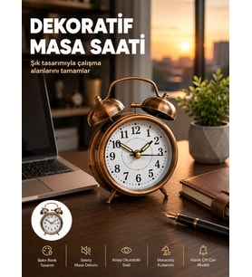 Northcity Retro Tarz Bronz Dekoratif Masa Saati Yüksek Sesli Alarm