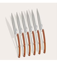 6 Deejo Steak Knives Serrated, Coral Wood Bıçak Seti (Kahverengi)
