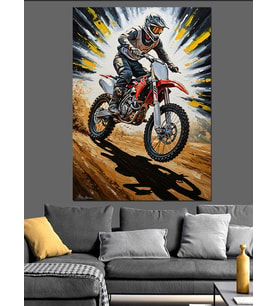 Kırmızı Vintage Motosiklet Dekoratif Kanvas - Mdf Ahşap Tablo