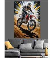 Kırmızı Vintage Motosiklet Dekoratif Kanvas - Mdf Ahşap Tablo
