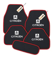 Citroën Logolu 5 Parça Oto Halı Paspası – Su Geçirmez, Kaymaz Tabanlı, Aracınıza Özel Uyumlu Tasarım (Antrasit - Kırmızı)