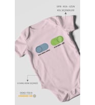 Uyku Modu Kapalı - Oyun Modu Açık  Baskılı Bebek Zıbını – Çıtçıtlı Body 8 Renk  %100 Pamuk Kısa Kol (Bebek Pembesi)