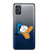 Samsung Galaxy M31s  Kamera Korumalı Kapak Donald Duck Tasarımlı  Şeffaf  Kılıf
