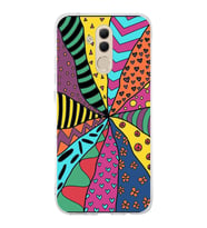 PrintiFy Huawei Mate 20 Lite ile Uyumlu 1mm Slim Fit Retro Renkler 4 Baskılı Şeffaf  Kılıf