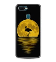 Oppo A5S A15 A16 A54 A55 A73 A74 Kılıf Desemli Silikon Ay ve Flamingo 1775