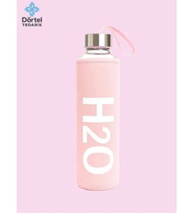H2o Kılıflı Cam Matara 600 Ml Pembe