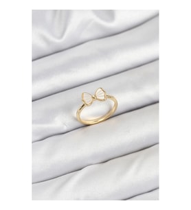 Mey İthalat® Pirinç Gold Renk Fiyonk Model Kadın Yüzük