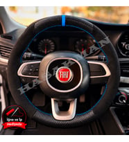 Fiat Egea Hatchback Dikme Direksiyon Kılıfı Alcantara Süet Mat Karbon Mavi Yüzük ve Dikiş 2016-2021