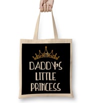 Daddy's Little Princess White Font Gold Tiara Bez Çanta Uzun Saplı